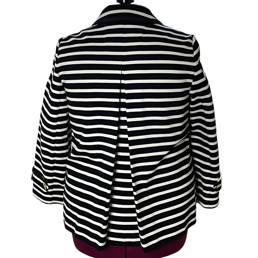 Women's Size 12 Kate Spade Broome Street Black/Cream Stripe Peacoat Jacket - Picture 11 of 12